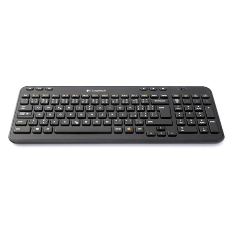 Logitech K360, Klawiatura AA, CZ, multimedialny, odbiornik Logitech Unifying typ 2.4 [GHz], bezprzewodowa, czarna