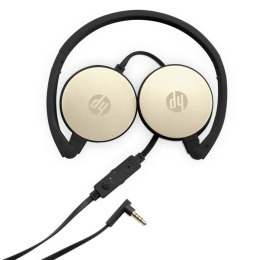 HP H2800, słuchawki z mikrofonem, regulacja głośności, czarno-złota, klasyczna typ 3.5 mm jack
