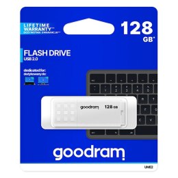 Goodram USB flash disk, USB 2.0, 128GB, UME2, biały, UME2-1280W0R11, USB A, z osłoną