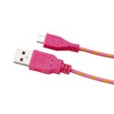 Kabel USB (2.0), USB A M- USB micro M, 1m, różowy