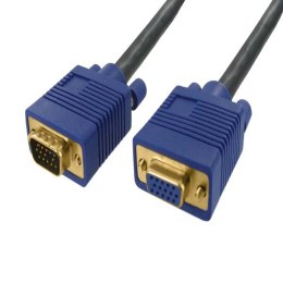 Kabel VGA (D-sub) M- VGA (D-sub) F, 3m, pozłacane końcówki, ekranowany, czarna