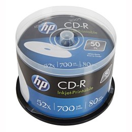 HP CD-R, CRE00017WIP-3, 50-pack, 700MB, 52x, 80min., 12cm, Printable, cake box, Standard, do archiwizacji danych