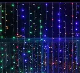 Świąteczna kurtyna świetlna - 3x3m, 300 LED, kolorowa