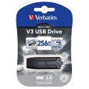 Verbatim USB flash disk, USB 3.0 (3.2 Gen 1), 256GB, V3, Store N Go, czarny, 49168, USB A, z wysuwanym złączem