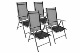 Komplet 4 krzesła aluminiowe Garth rozkładane ogrodowe czarne