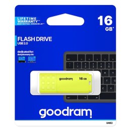 Goodram USB flash disk, USB 2.0, 16GB, UME2, żółty, UME2-0160Y0R11, USB A, z osłoną