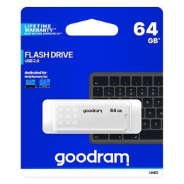 Goodram USB flash disk, USB 2.0, 64GB, UME2, biały, UME2-0640W0R11, USB A, z osłoną