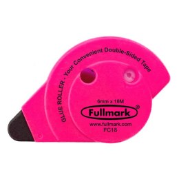 Klej w taśmie permanentny, fluorescencyjny różowy, 6mm x 18m, Fullmark