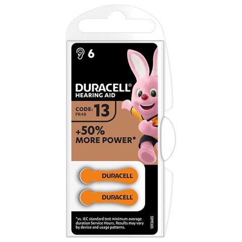 Bateria cynkowo-powietrzna., do aparatów słuchowych, Duracell, blistr, 6-pack, 42432