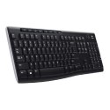 Logitech K270, Klawiatura AAA, US, multimedialny, nano odbiornik USB typ 2.4 [GHz], bezprzewodowa, czarna