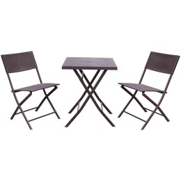 Zestaw mebli balkonowych stolik + 2 krzesła brazowy