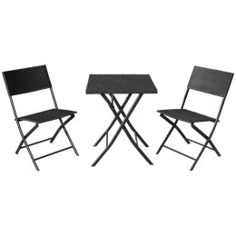Zestaw mebli balkonowych stolik + 2 krzesła czarny