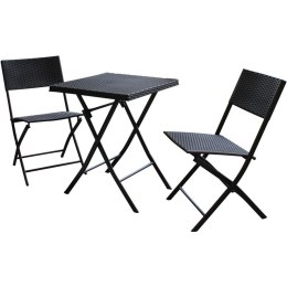 Zestaw mebli balkonowych stolik + 2 krzesła czarny