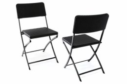 Zestaw 2 składanych krzeseł poliratanowych 80 x 40 cm