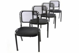 Zestaw 4 krzeseł kongresowych do ustawiania w stosy - czarny