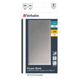 Verbatim, Powerbank, 5/9/12V, do ładowania telefonów i innych urządzeń, 20000mAh