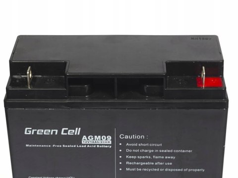 Green Cell AGM VRLA 12V 18Ah bezobsługowy akumulator do kosiarki, skutera, łodzi, wózka inwalidzkiego