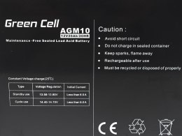 Green Cell AGM VRLA 12V 20Ah bezobsługowy akumulator do kosiarki, skutera, łodzi, wózka inwalidzkiego