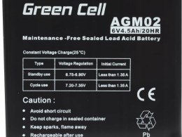Green Cell AGM VRLA 6V 4.5Ah bezobsługowy akumulator do systemu alarmowego, kasy fiskalnej, zabawki
