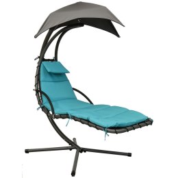 Huśtawka fotel wiszący bujany z parasolem Lizbona szaro-turkusowa