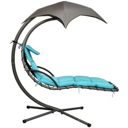 Huśtawka fotel wiszący bujany z parasolem Lizbona szaro-turkusowa