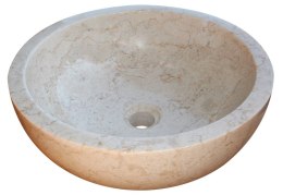 Umywalka z kamienia naturalnego Gemma 501 polerowany marmur Ø40 cm Cream.