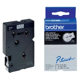 Brother oryginalny taśma do drukarek etykiet, Brother, TC-101, czarny druk/przezroczysty podkład, laminowane, 8m, 12mm