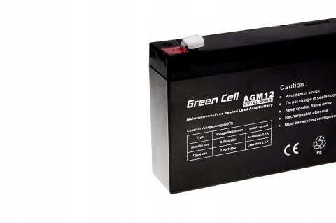 Green Cell AGM VRLA 6V 7Ah bezobsługowy akumulator do systemu alarmowego, kasy fiskalnej, zabawki