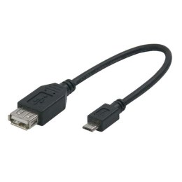 Kabel USB (2.0), USB micro M- USB A F, 0.2m, czarny, Logo