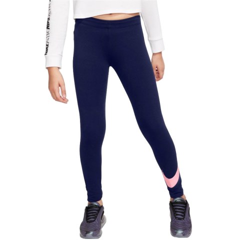 Spodnie dla dzieci Nike NSW Favorites Swsh Legging granatowe AR4076 495