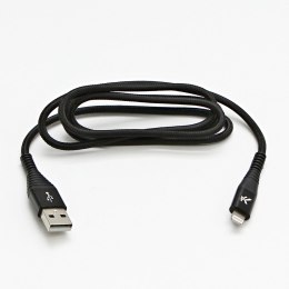 Kabel USB (2.0), USB A M- Apple Lightning M, 1m, MFi certifikat, 5V/2,4A, czarny, Logo, box, oplot nylonowy, aluminiowa osłona z
