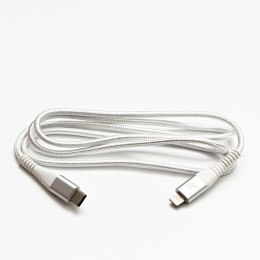 Kabel USB (2.0), USB C M- Apple Lightning M, 1m, MFi certifikat, 5V/3A, biały, Logo, box, oplot nylonowy, aluminiowa osłona złąc