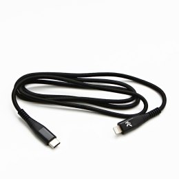 Kabel USB (2.0), USB C M- Apple Lightning M, 1m, MFi certifikat, 5V/3A, czarny, Logo, box, oplot nylonowy, aluminiowa osłona złą