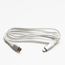 Kabel USB (2.0), USB C M- Apple Lightning M, 2m, MFi certifikat, 5V/3A, biały, Logo, box, oplot nylonowy, aluminiowa osłona złąc