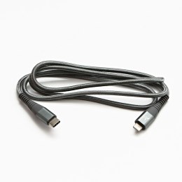 Kabel USB (2.0), USB C M- Apple Lightning M, 2m, MFi certifikat, 5V/3A, srebrny, Logo, box, oplot nylonowy, aluminiowa osłona zł