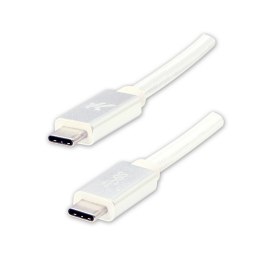 Kabel USB (3.2 gen 1), USB C M- USB C M, 1m, 5 Gb/s, 5V/3A, biały, Logo, box, oplot nylonowy, aluminiowa osłona złącza