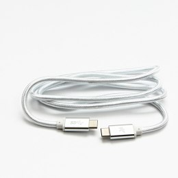 Kabel USB (3.2 gen 1), USB C M- USB C M, 1m, 5 Gb/s, 5V/3A, biały, Logo, box, oplot nylonowy, aluminiowa osłona złącza