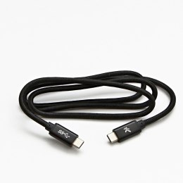 Kabel USB (3.2 gen 1), USB C M- USB C M, 1m, 5 Gb/s, 5V/3A, czarny, Logo, box, oplot nylonowy, aluminiowa osłona złącza