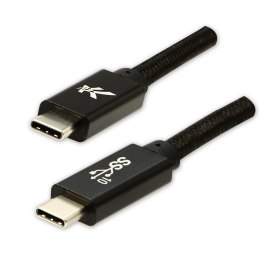 Kabel USB (3.2 gen 2), USB C M- USB C M, 1m, Power Delivery 100W, 10 Gb/s, 20V/5A, czarny, Logo, box, oplot nylonowy, aluminiowa