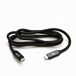 Kabel USB (3.2 gen 2), USB C M- USB C M, 1m, Power Delivery 100W, 10 Gb/s, 20V/5A, czarny, Logo, box, oplot nylonowy, aluminiowa