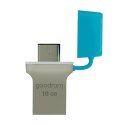 Goodram USB flash disk OTG, USB 3.0 (3.2 Gen 1), 16GB, ODD3, niebieski, ODD3-0160B0R11, USB A / USB C, z osłoną