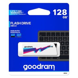 Goodram USB flash disk, USB 2.0, 128GB, UCL2, biały, UCL2-1280W0R11, USB A, wysuwane złącze