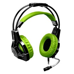 Defender Lester, Gaming Headset, słuchawki z mikrofonem, regulacja głośności, czarno-zielona, 2.0, 50 mm przetworniki typ 2x 3.5