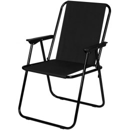 Krzesło turystyczne z podłokietnikami 57x44x75cm składane czarne