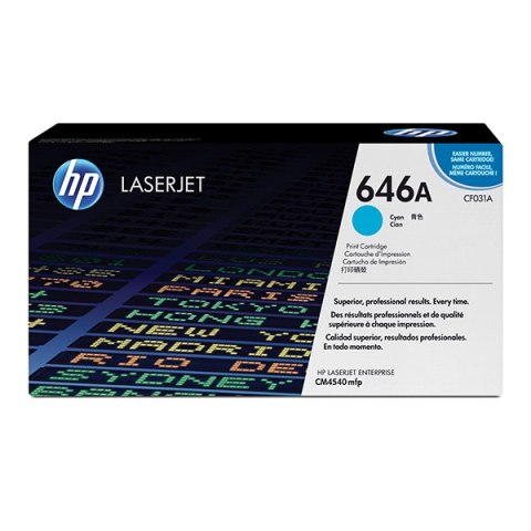 HP oryginalny toner CF031A, cyan, 12500s, HP 646A, HP Color LaserJet CM4540, 4540f, 4540fskm, O