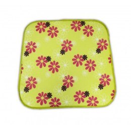 Poduszka na krzesło SABA - zielona z kwiatami 30330-220