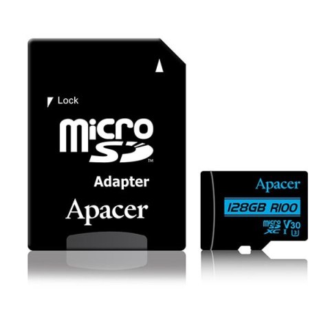 Apacer karta pamięci Secure Digital, 128GB, micro SDXC, AP128GMCSX10U7-R, UHS-I U3, V30, z adapterem