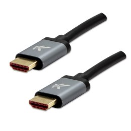 HDMI M- HDMI M, Ultra High Speed, 1m, pozłacane złącza, aluminiowa obudowa, szary, Logo, 8K@60Hz, 48Gb/s