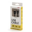 Kabel USB (2.0), USB A M- USB micro B M, 1m, 480 Mb/s, 5V/2A, czarny, Logo, box, oplot nylonowy, aluminiowa osłona złącza