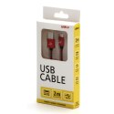 Kabel USB (2.0), USB A M- USB micro B M, 1m, 480 Mb/s, 5V/2A, czerwony, Logo, box, oplot nylonowy, aluminiowa osłona złącza